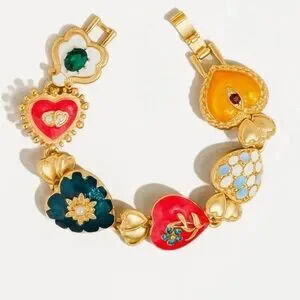 18k Gold Baroque Heart Multi Color Bracelet (1101)